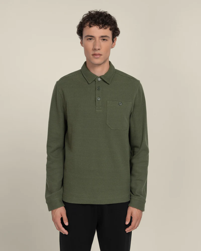 Aarhus - Textured Long Sleeve Polo Shirt - Image 3
