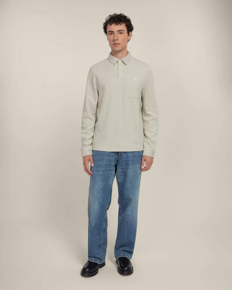 Aarhus - Textured Long Sleeve Polo Shirt - Image 5