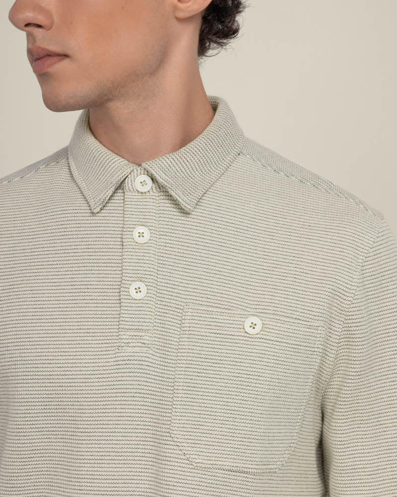 Aarhus - Textured Long Sleeve Polo Shirt - Image 6