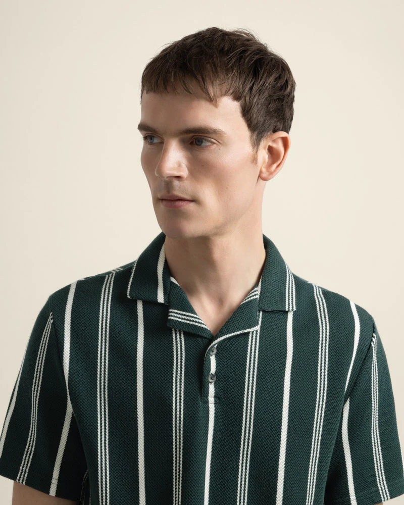 Bakken - Green Striped Polo Shirt - Image 3