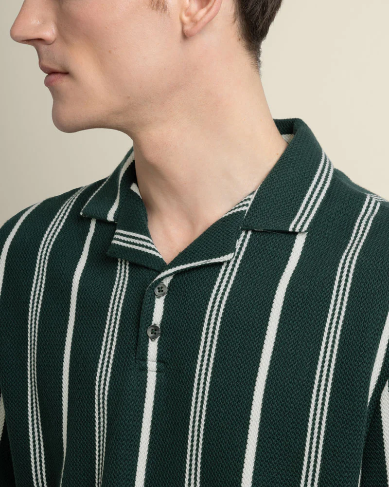 Bakken - Green Striped Polo Shirt - Image 4