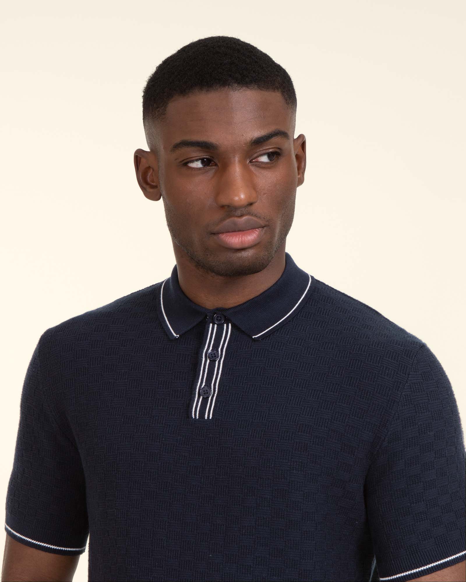 Basket Weave Knitted Polo Shirt - Image 4