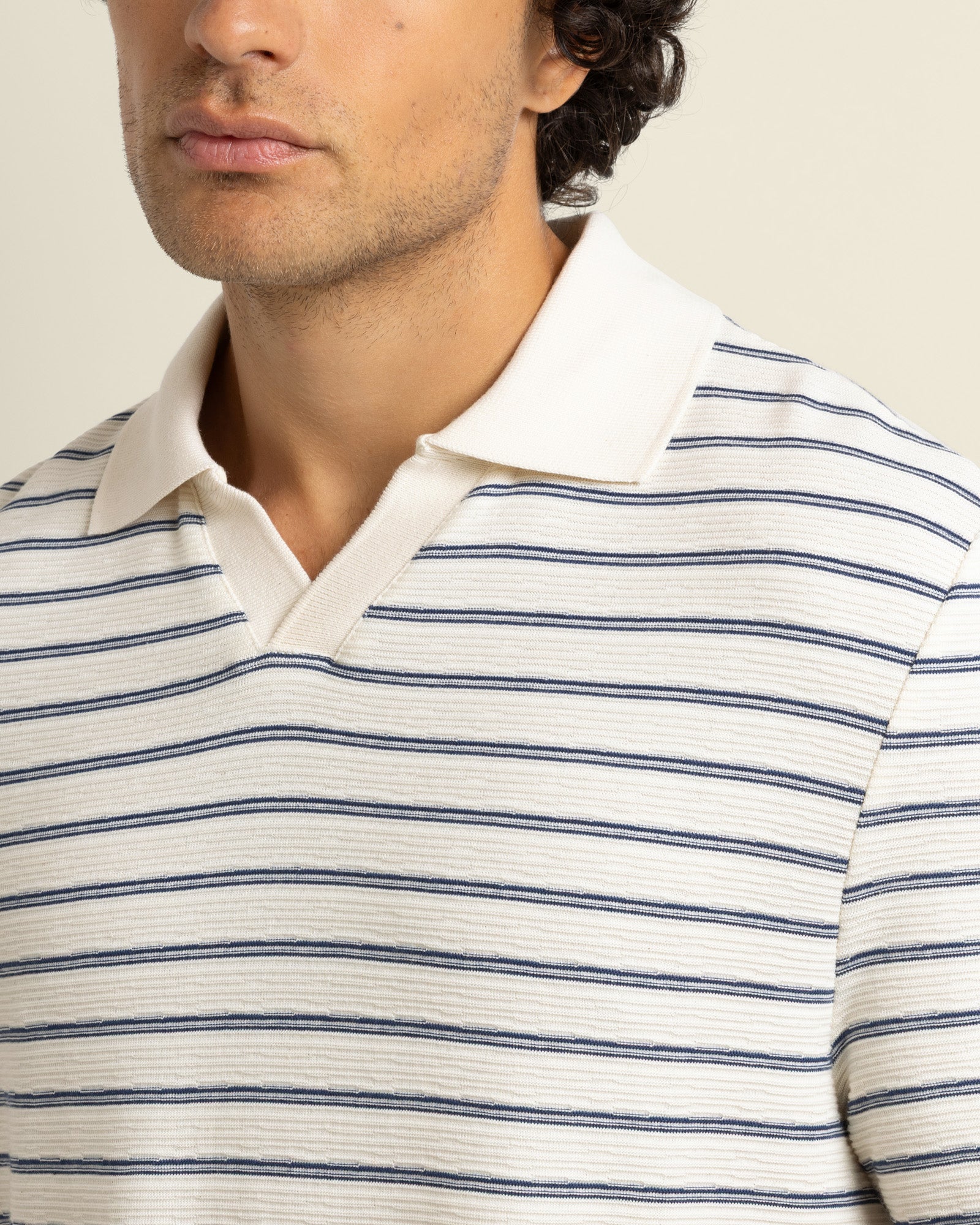 Bergen - Textured Stripe Polo Shirt - Image 6