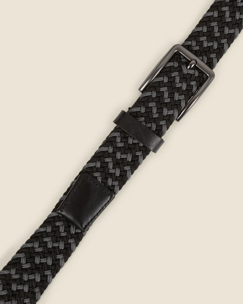 Vanda - Black & Grey Woven Casual Stretch Belt - Image 3