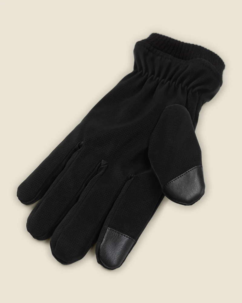 Black Touchscreen Gloves With Fleece Lining - Image 3