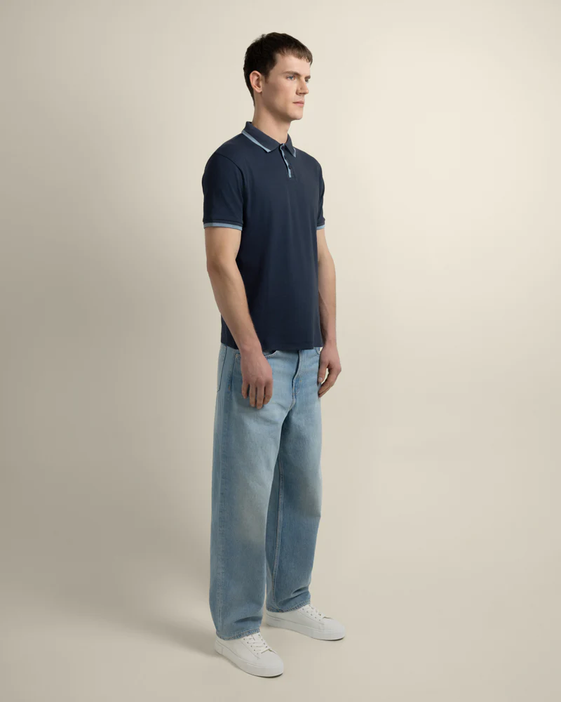 Broder - Rib Polo Shirt With Tonal Tipping - Image 11