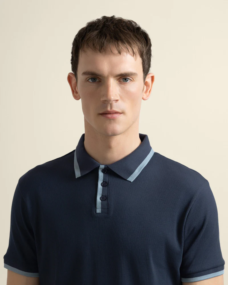 Broder - Rib Polo Shirt With Tonal Tipping - Image 8
