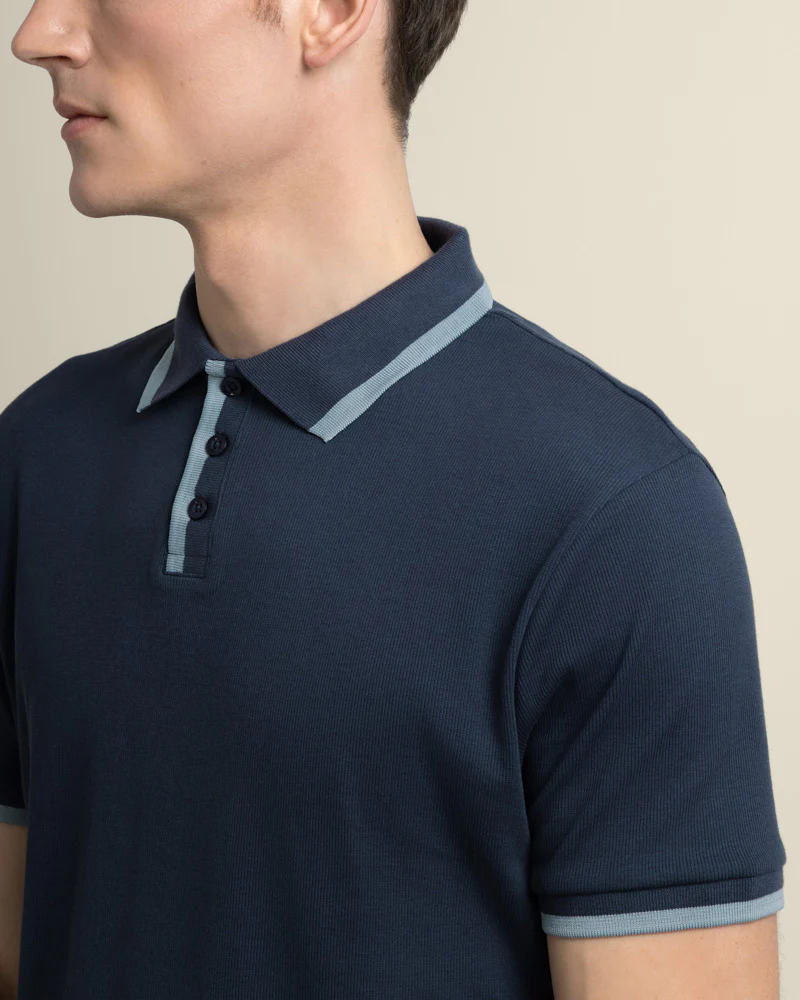 Broder - Rib Polo Shirt With Tonal Tipping - Image 9