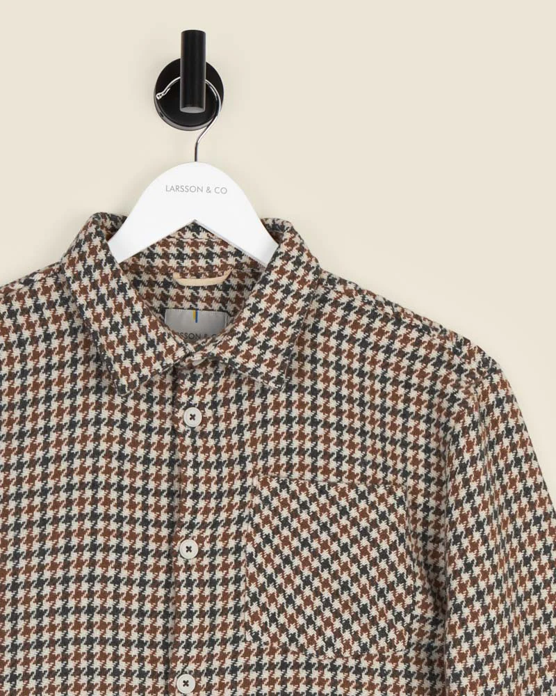 Cream, Rust & Charcoal Houndstooth Textured Overshirt - Image 8