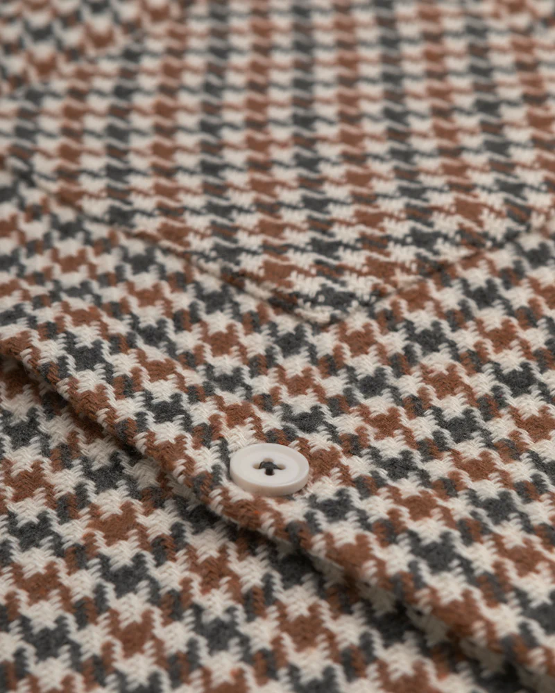 Cream, Rust & Charcoal Houndstooth Textured Overshirt - Image 9