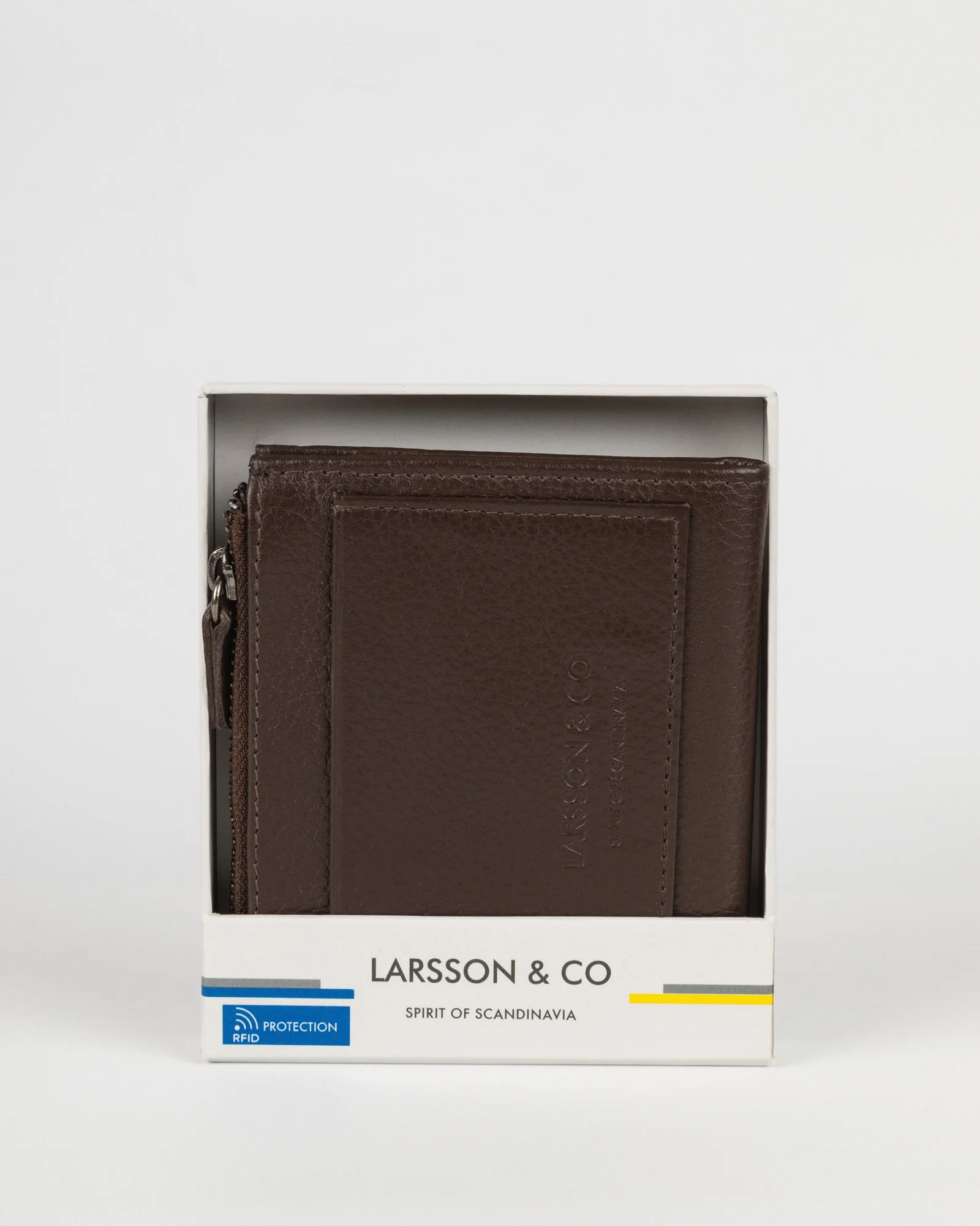 Embossed Bi-Fold Leather Wallet With Zip Pocket - Image 4