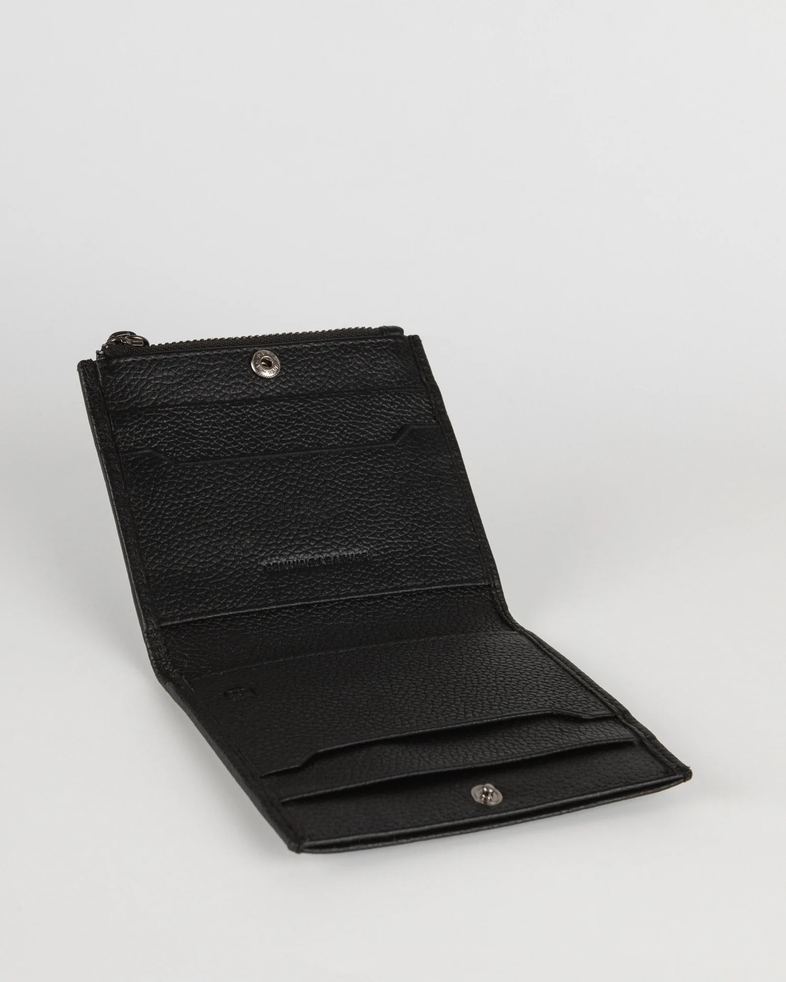 Embossed Bi-Fold Leather Wallet With Zip Pocket - Image 6