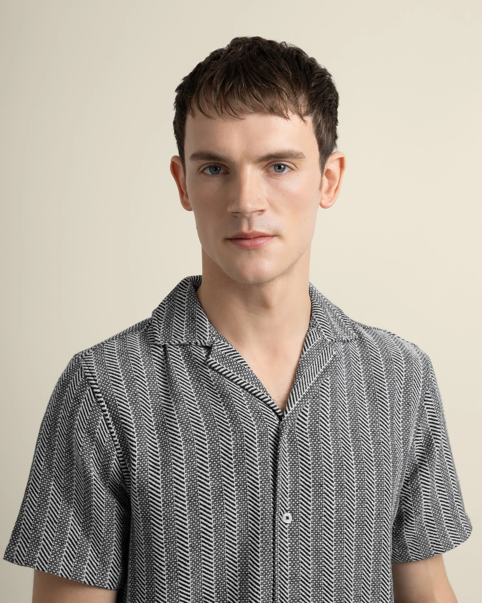 Frans - Twill Jacquard Stripe Short Sleeve Shirt - Image 3