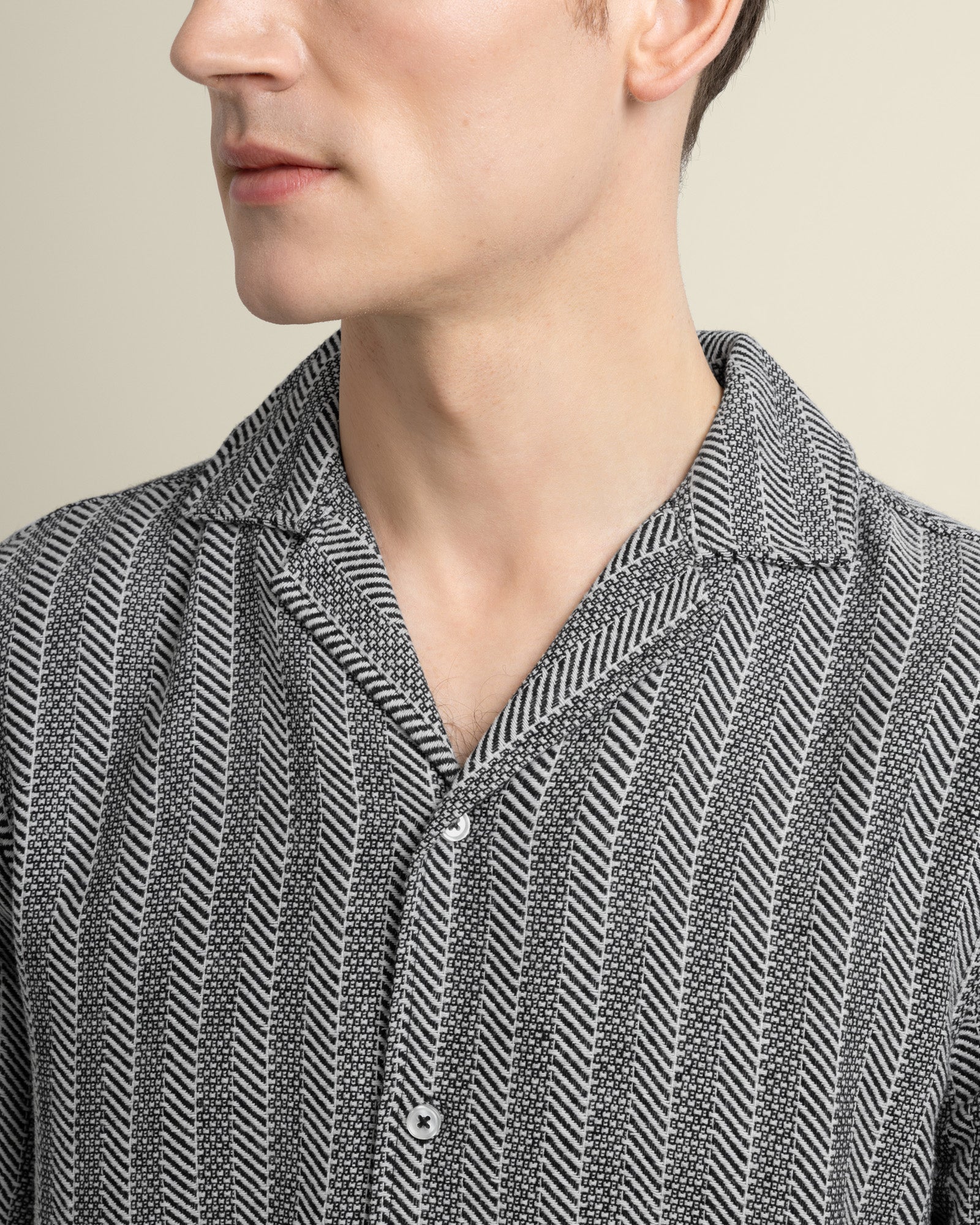 Frans - Twill Jacquard Stripe Short Sleeve Shirt - Image 4