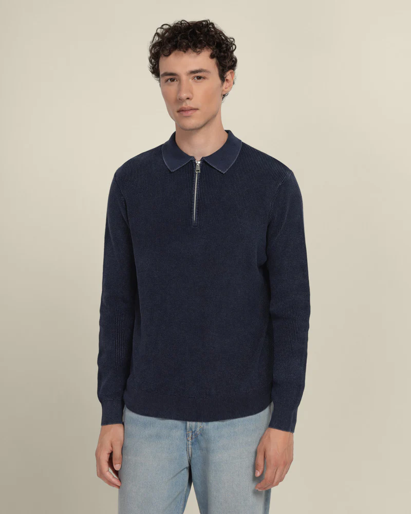 Gaerum - Vintage Wash Long Sleeve Polo Shirt - Image 3