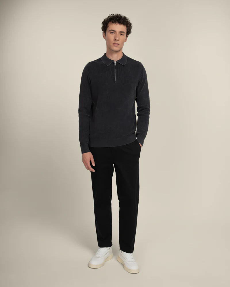 Gaerum - Vintage Wash Long Sleeve Polo Shirt - Image 5
