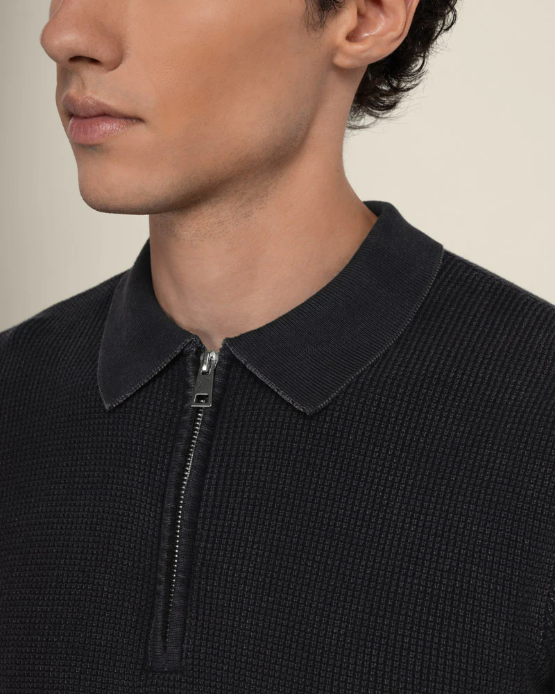 Gaerum - Vintage Wash Long Sleeve Polo Shirt - Image 6