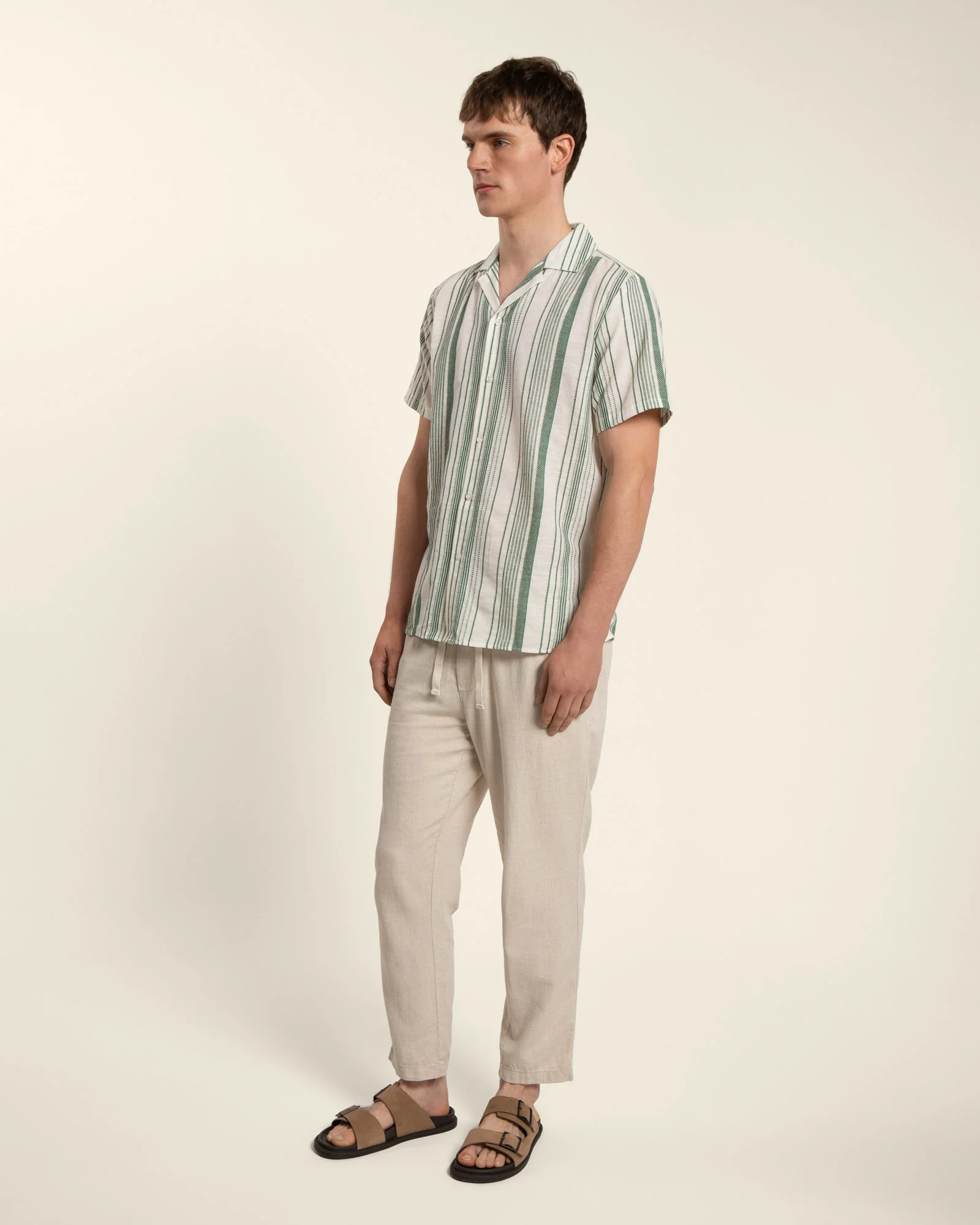 Green Striped Short Sleeve Shirt - Image 4