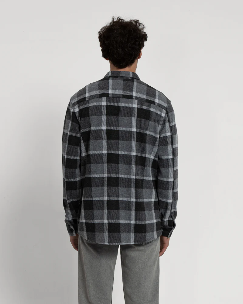 Grey Melange Check Jersey Casual Overshirt - Image 7