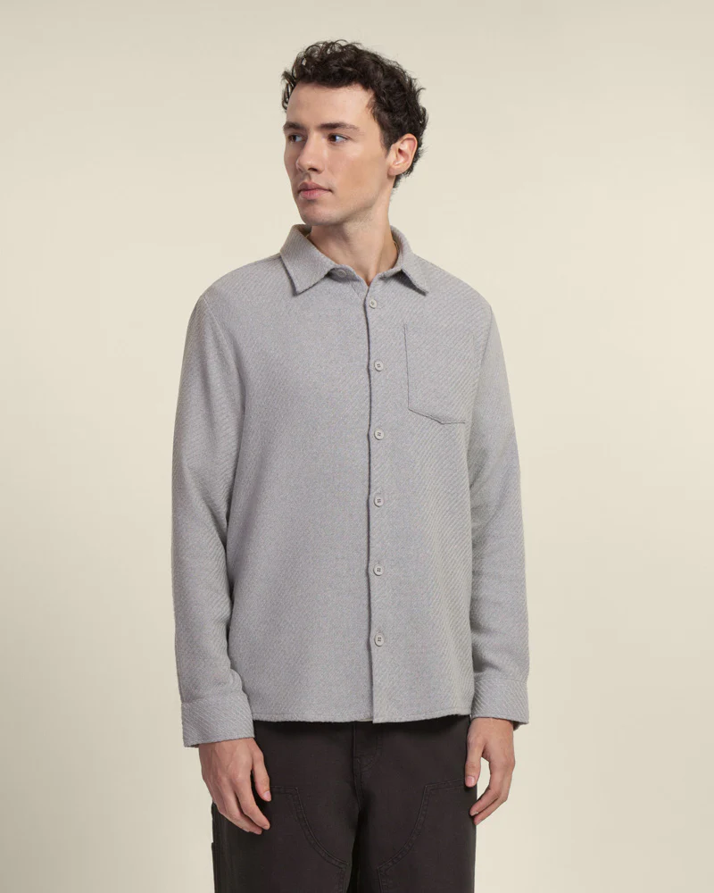 Grey Twill Textured Overshirt - Image 4