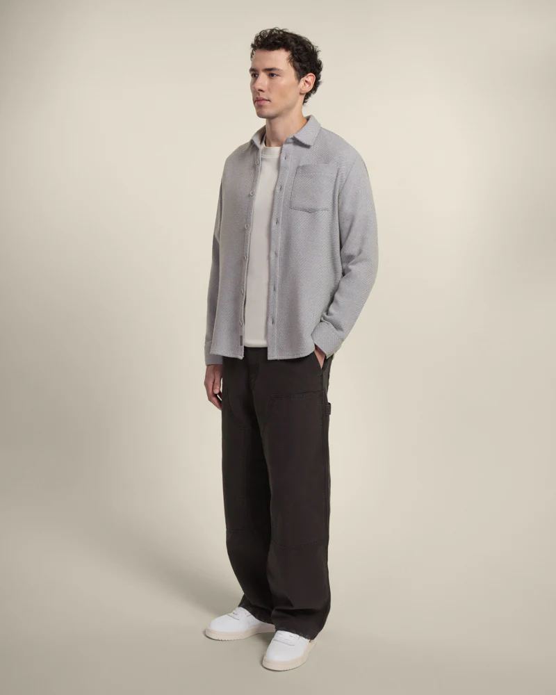 Grey Twill Textured Overshirt - Image 5