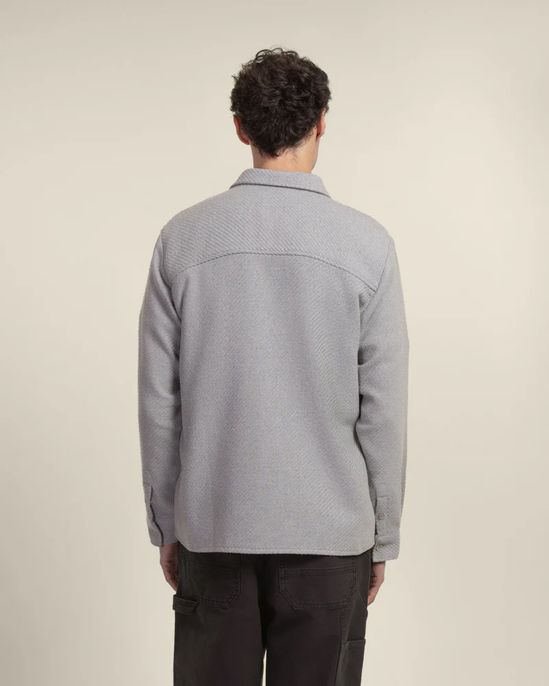 Grey Twill Textured Overshirt - Image 6