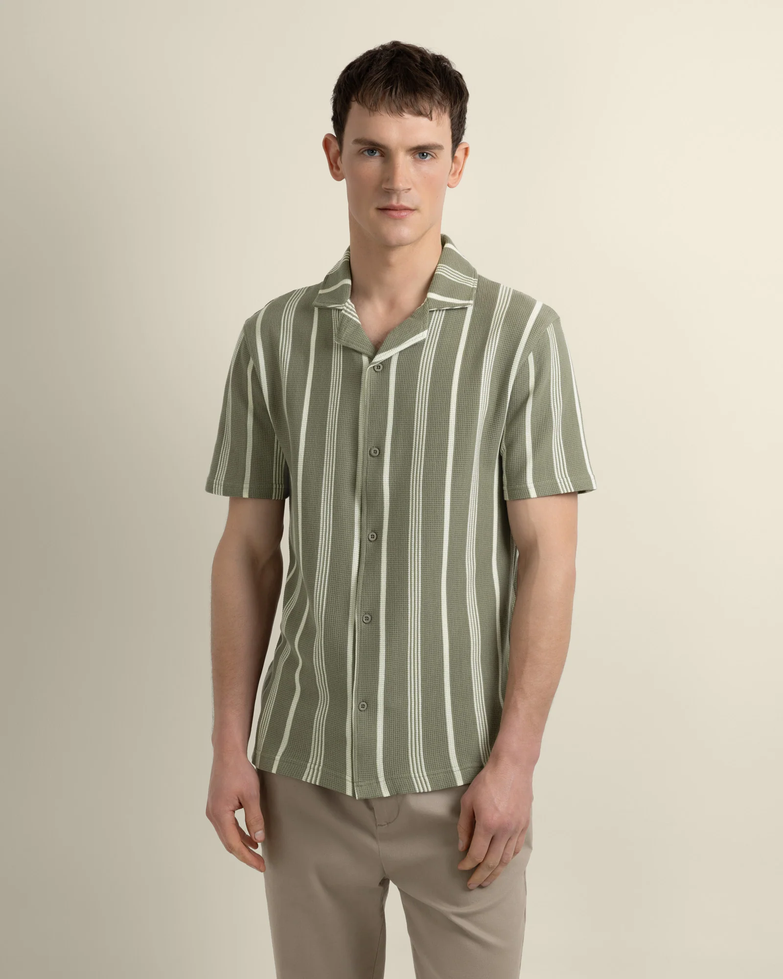 Hannes - Waffle Stripe Short Sleeve Shirt