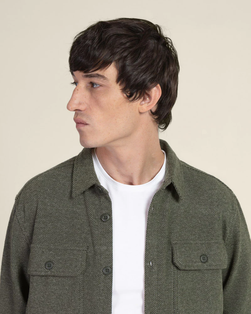 Herringbone Jersey Casual Overshirt - Image 11