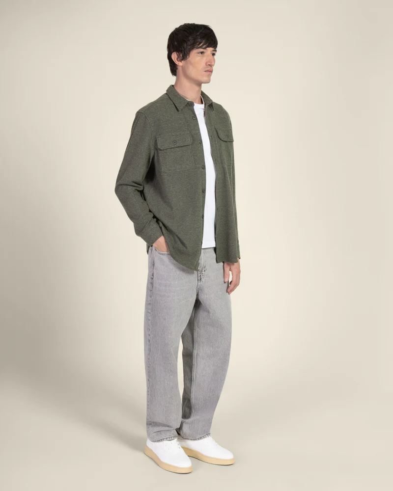 Herringbone Jersey Casual Overshirt - Image 13