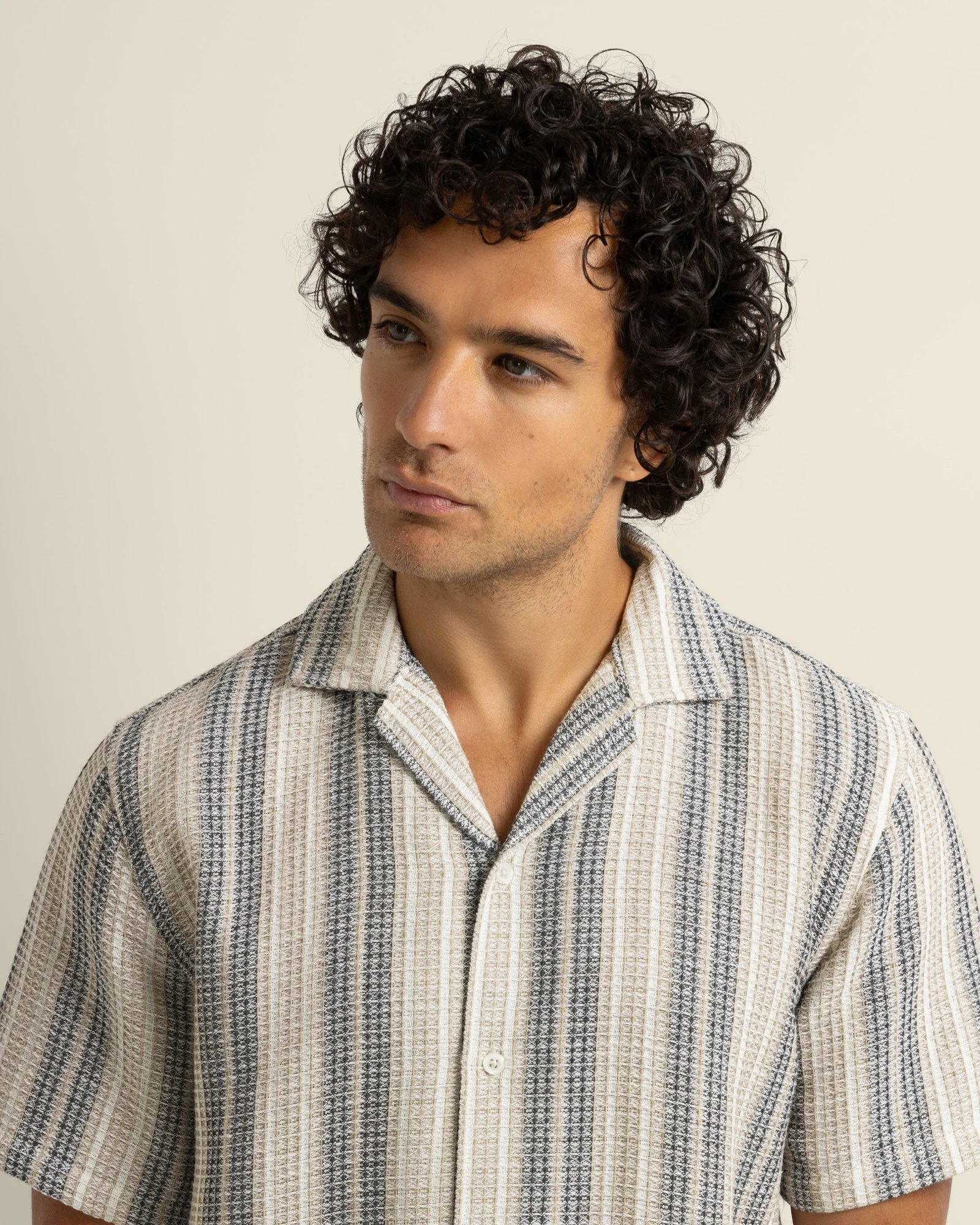 Ivar - Waffle Jacquard Stripe Short Sleeve Shirt - Image 2