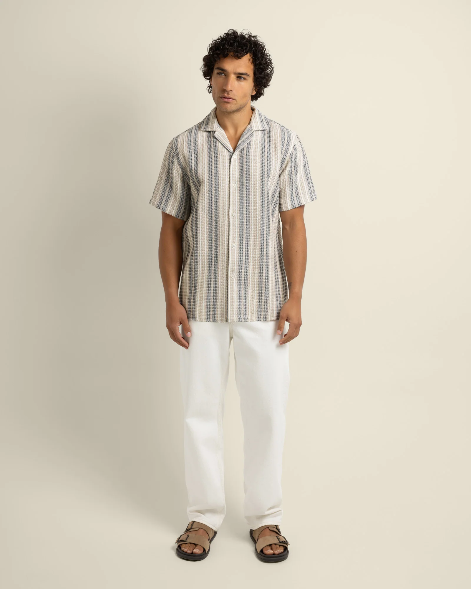 Ivar - Waffle Jacquard Stripe Short Sleeve Shirt - Image 7