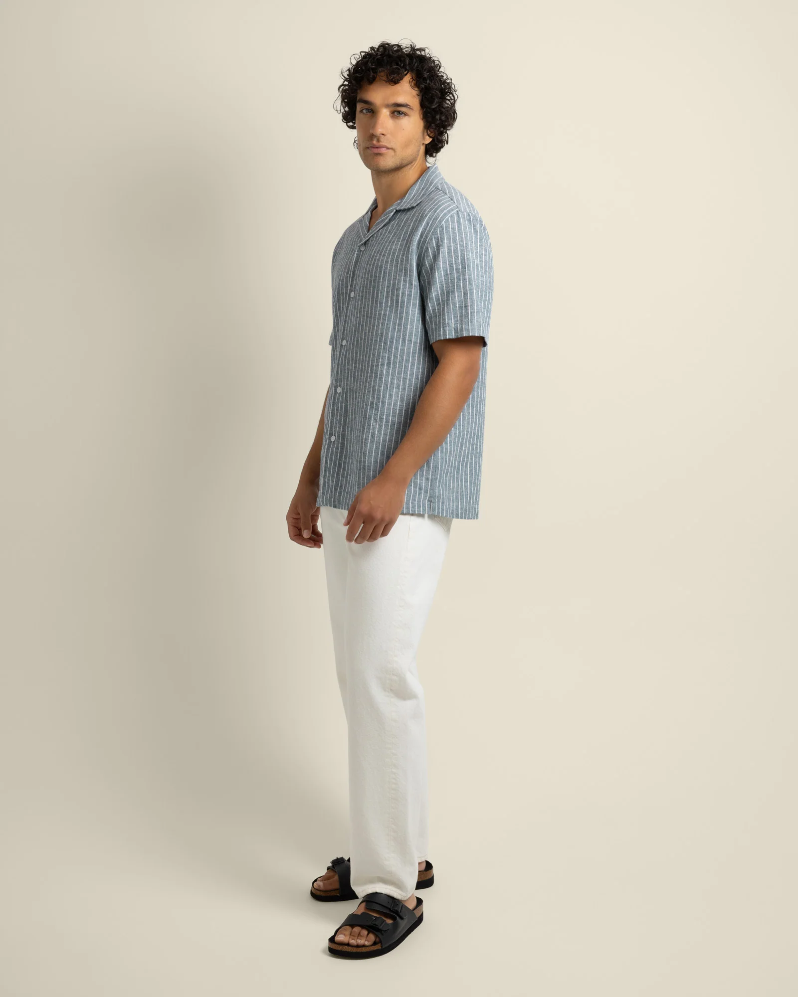 Kare - Linen Blend Striped Short Sleeve Shirt - Image 5