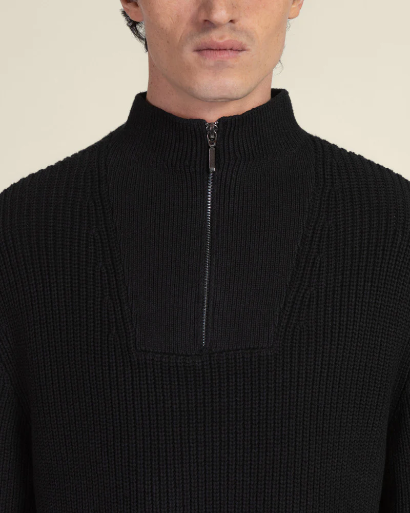 Rib Panel Knitted 1/4 Zip Sweater - Image 10