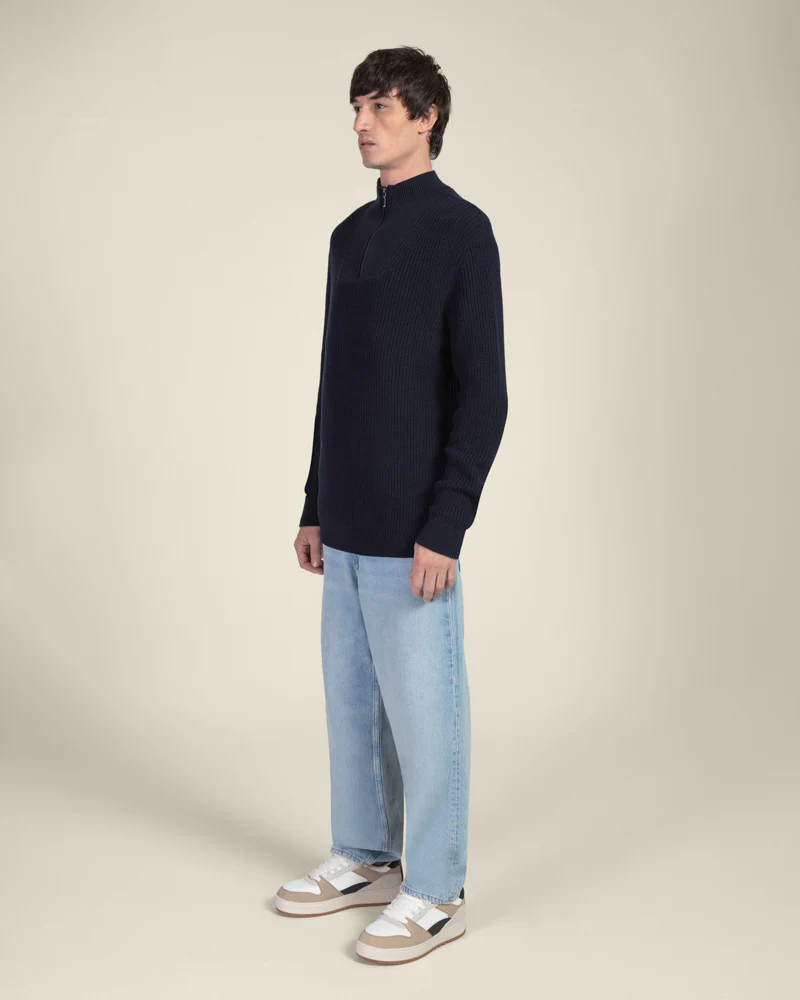 Rib Panel Knitted 1/4 Zip Sweater - Image 12
