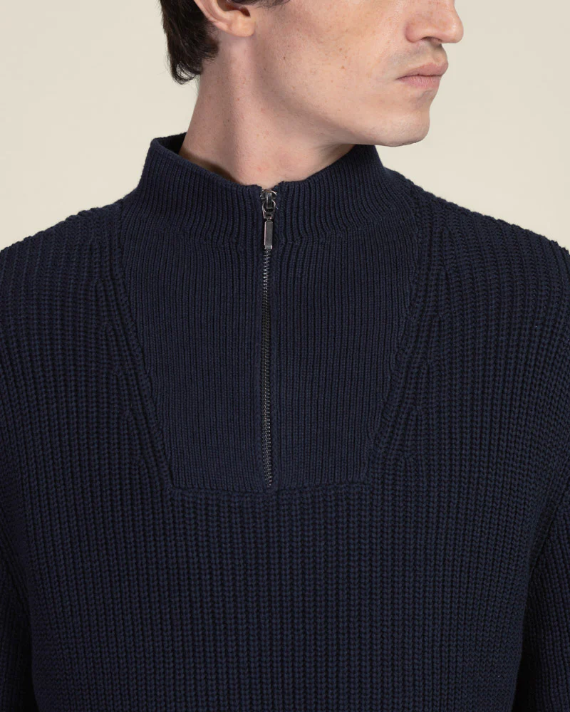 Rib Panel Knitted 1/4 Zip Sweater - Image 16
