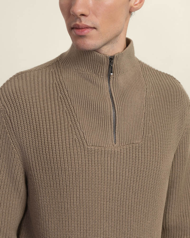 Rib Panel Knitted 1/4 Zip Sweater - Image 24