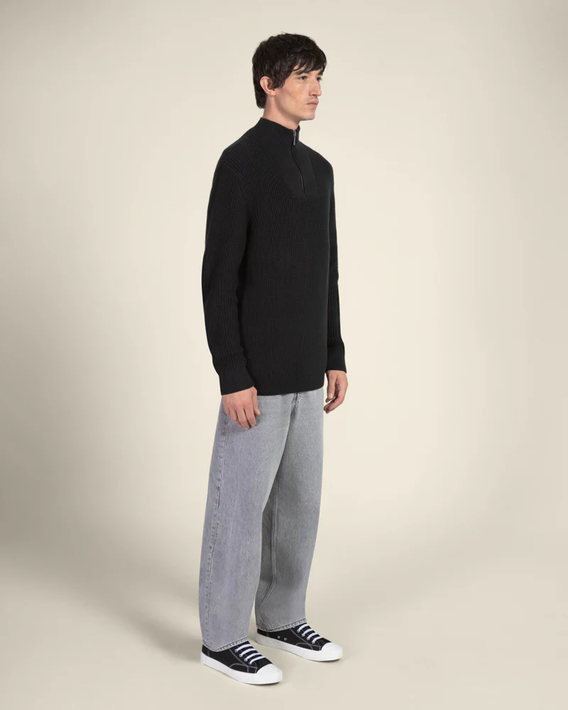Rib Panel Knitted 1/4 Zip Sweater - Image 5