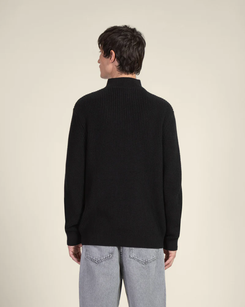 Rib Panel Knitted 1/4 Zip Sweater - Image 6