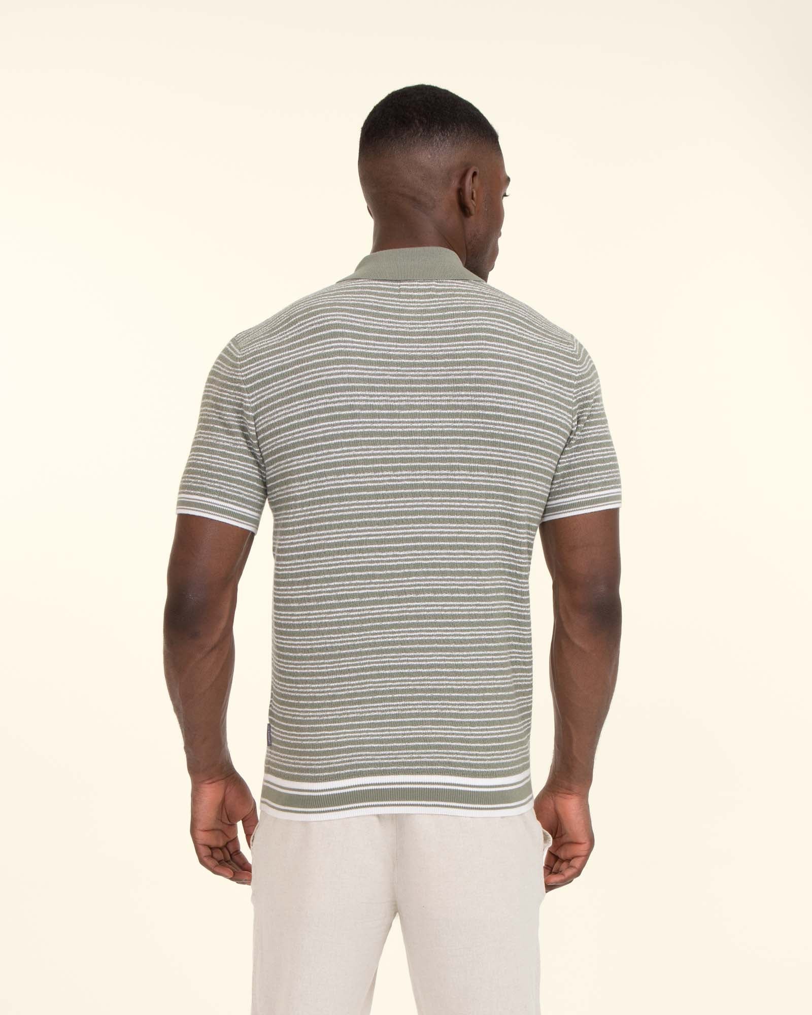 Knitted Polo Shirt With Horizontal Stripe - Image 10