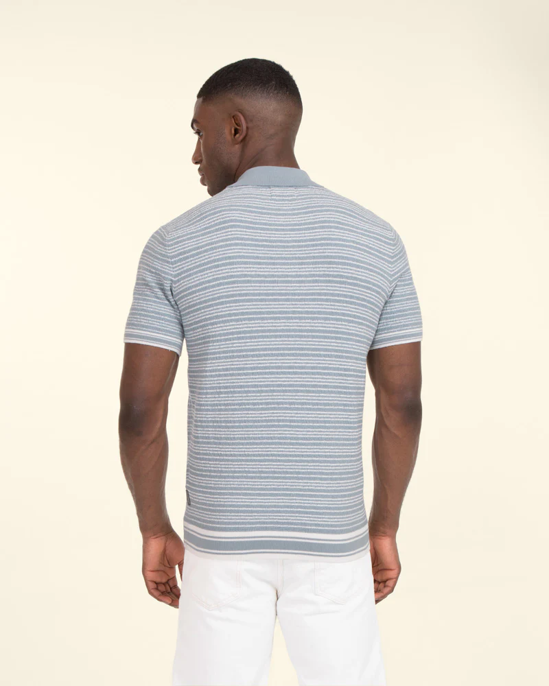 Knitted Polo Shirt With Horizontal Stripe - Image 6