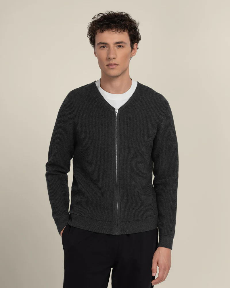 Lihme - Ribbed V-Neck Cardigan - Image 3
