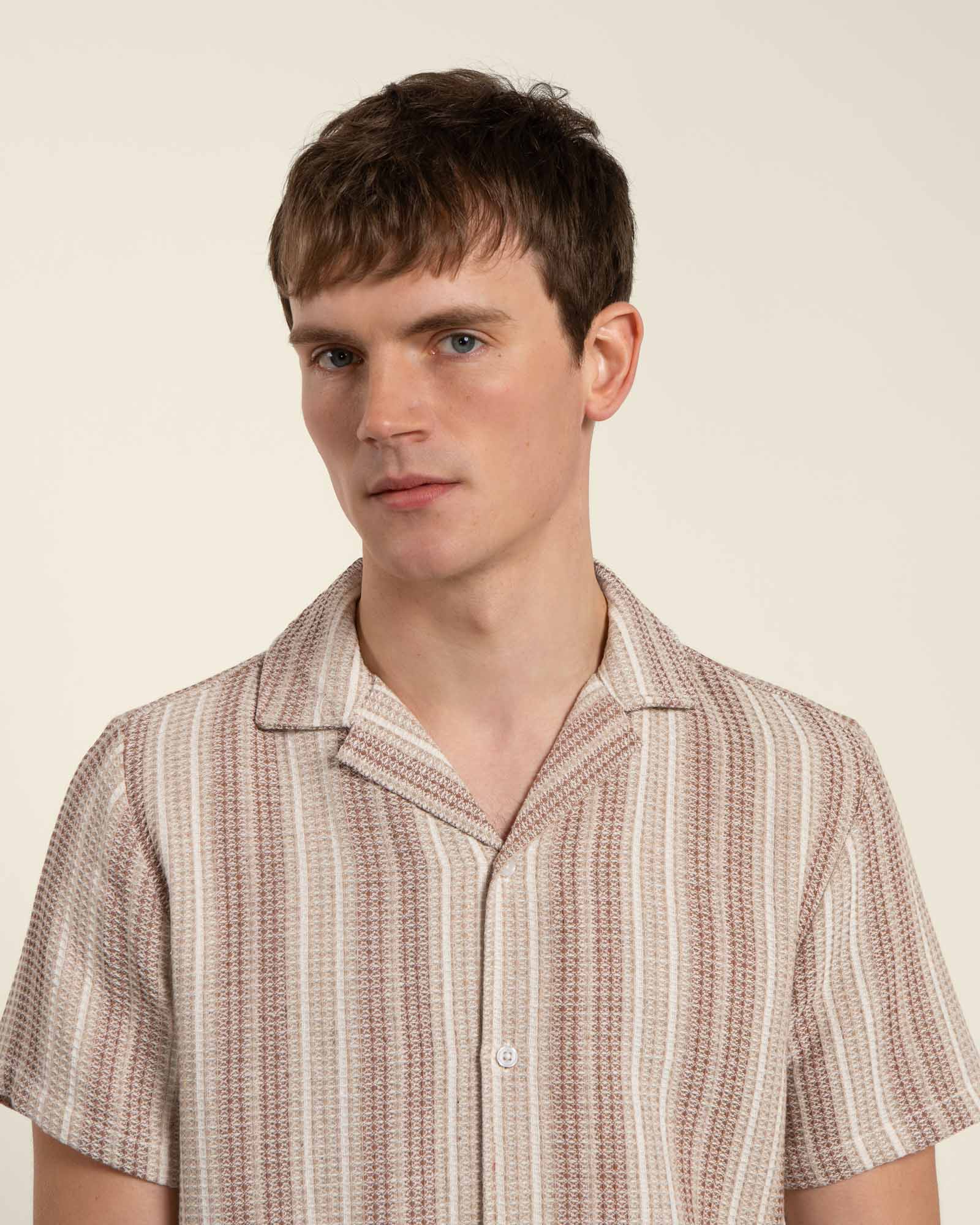 Textured Stripe Short Sleeve Shirt - Image 4