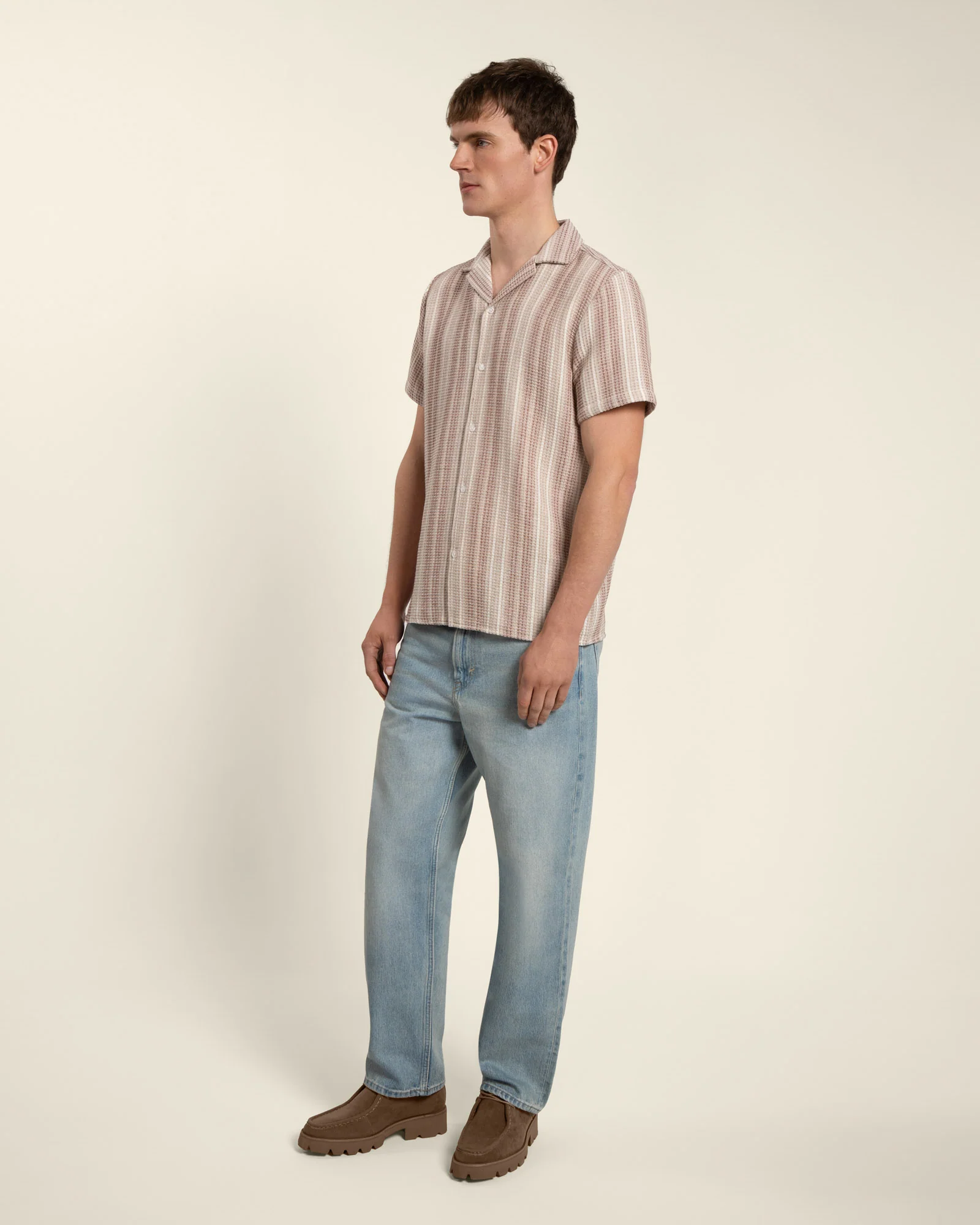 Textured Stripe Short Sleeve Shirt - Image 5