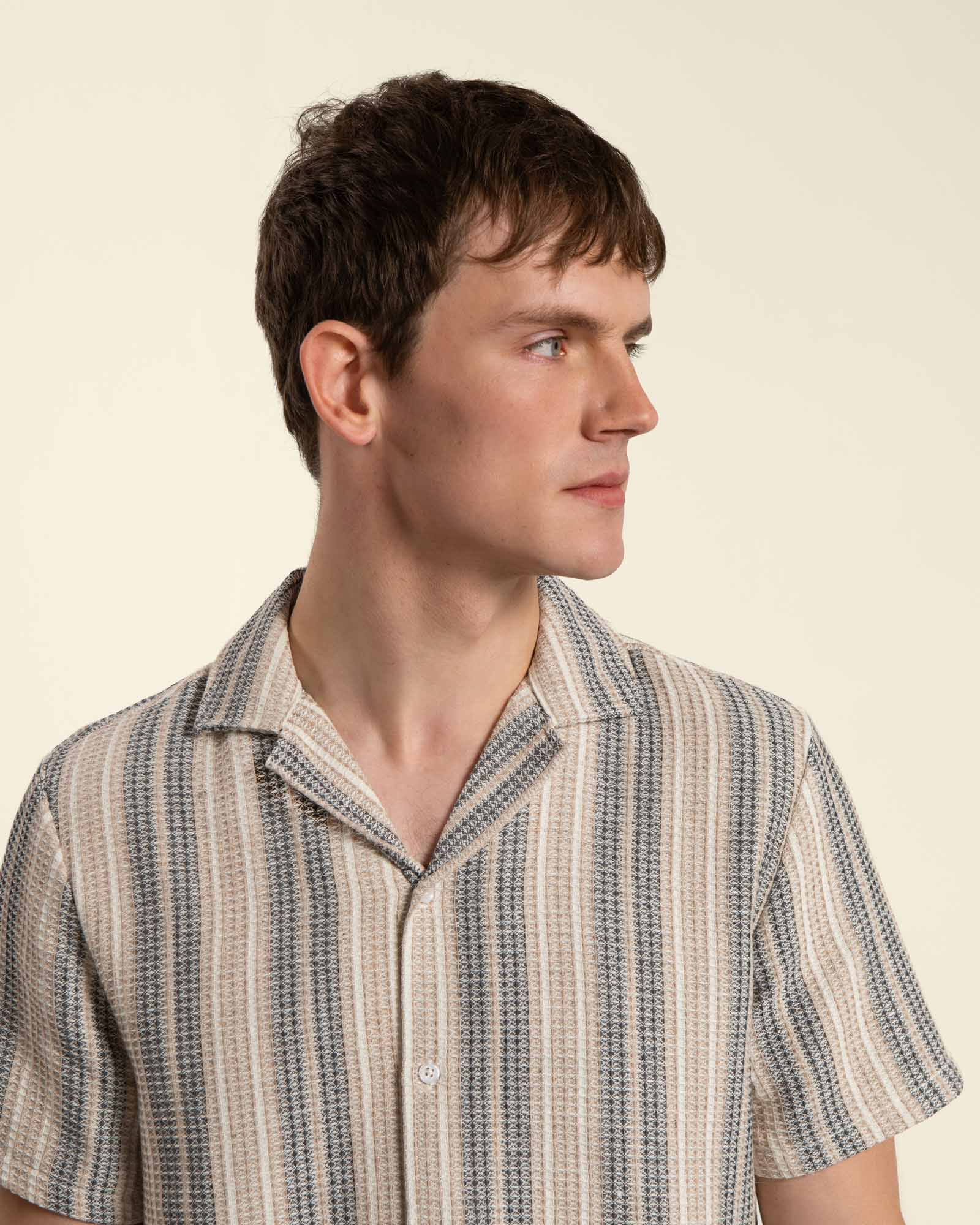 Textured Stripe Short Sleeve Shirt - Image 9