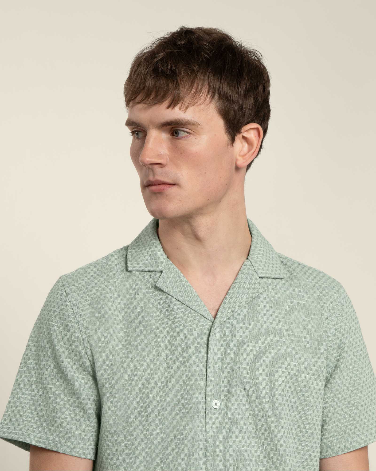 Mint Textured Short Sleeve Shirt - Image 3