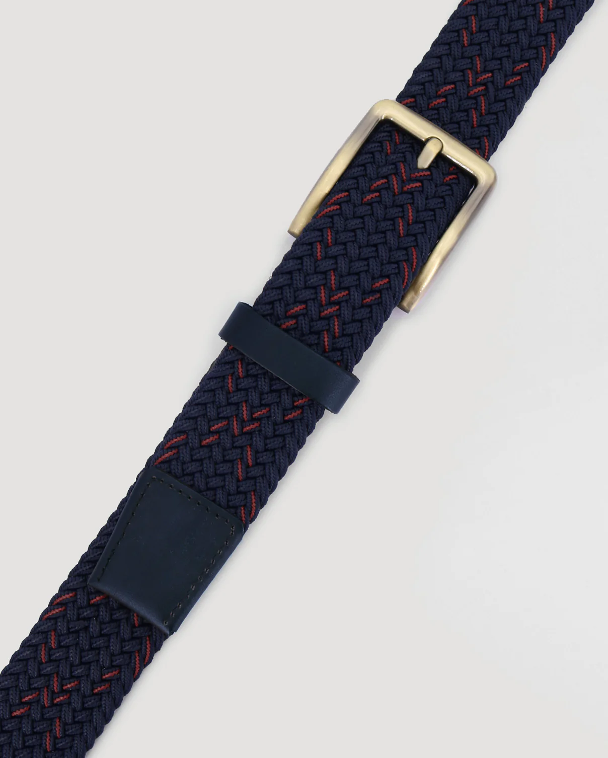 Navy & Red Stitch Detail Woven Casual Stretch Belt - Image 6