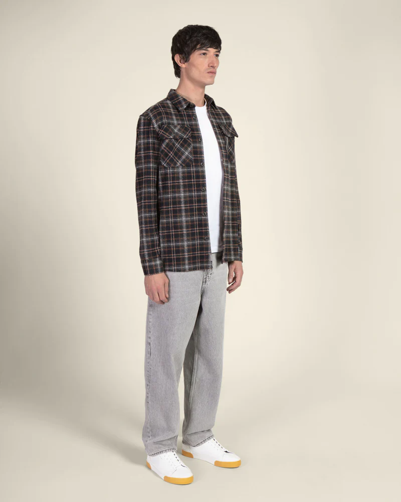 Navy Check Jersey Casual Overshirt - Image 5
