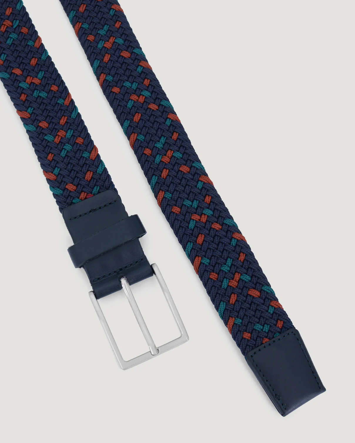 Navy, Red & Teal Woven Casual Stretch Belt - Image 11