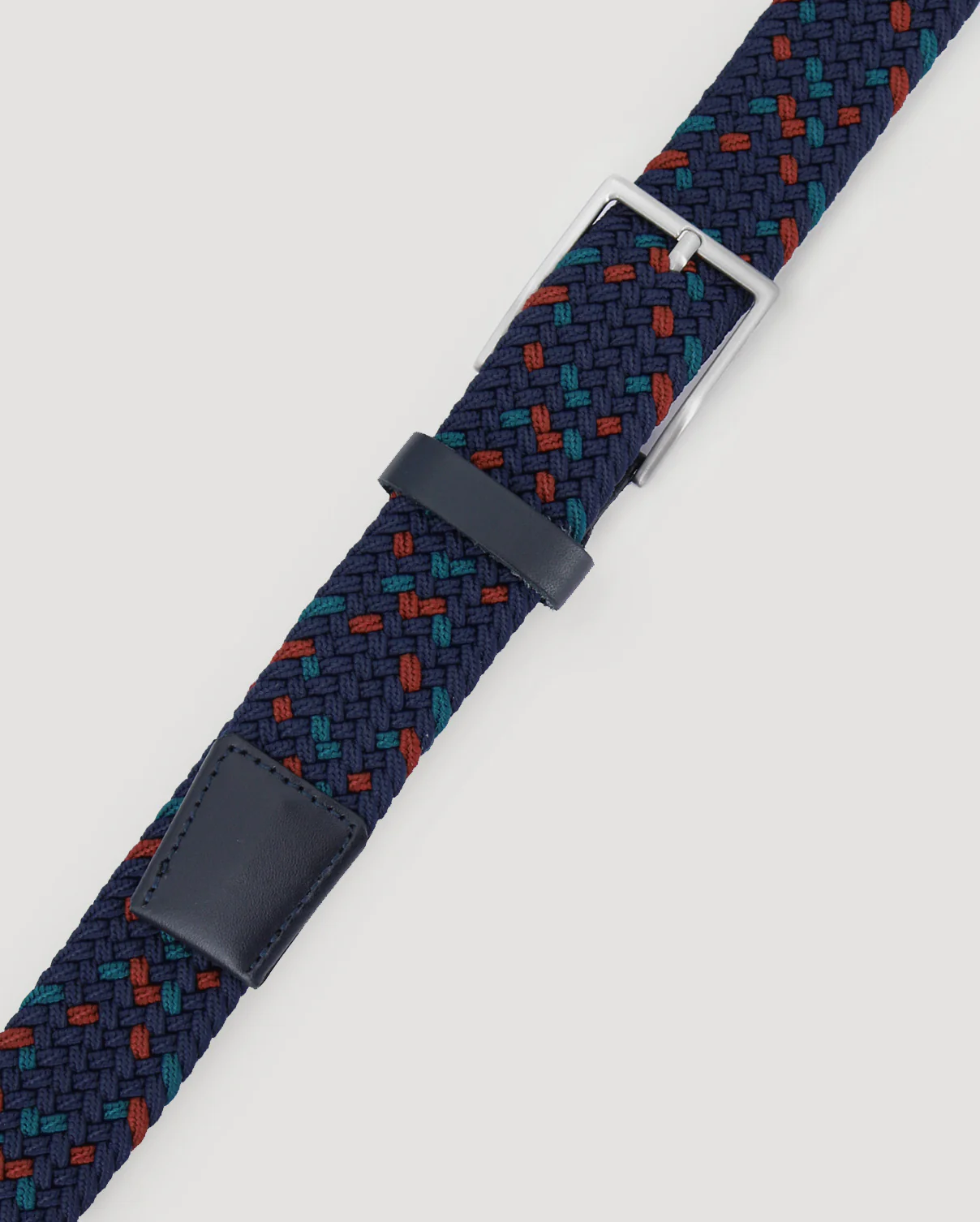 Navy, Red & Teal Woven Casual Stretch Belt - Image 3