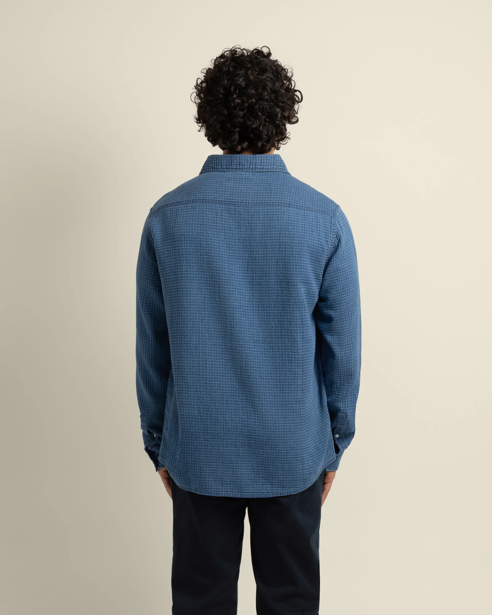 Niles - Grid Denim Long Sleeve Shirt - Image 6